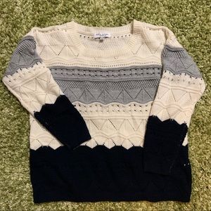 NAVY WHITE GRAY CUTE PATTERNED STRIPED SWEATER